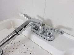 Utility Sink! Faucet is broken, as shown. Missing 2 Legs. (7C)