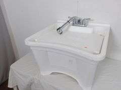 Utility Sink! Faucet is broken, as shown. Missing 2 Legs. (7C)