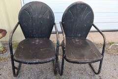 Awesome Pair of Vintage Metal Rocking Lawn Chairs! (RD)