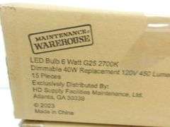 NEW Lot of TWO 15-Count Cases of Maintenance Warehouse 40W Dimmable LED Light Bulbs! (7B)