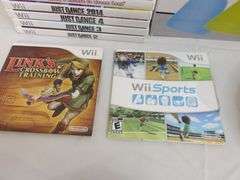 Large Wii Accessory Lot! Controllers, NEW Sport Mat, Multiple Games (Mario Kart, Wii Sports, Link's, ETC) & More! (8B)