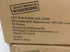 NEW Lot of TWO 15-Count Cases of Maintenance Warehouse 40W Dimmable LED Light Bulbs! (7B)