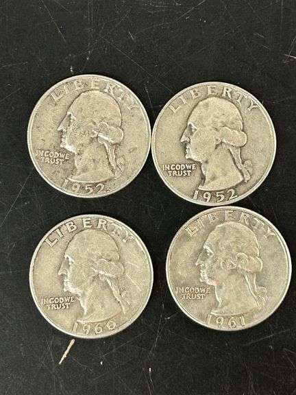 1952 (two), 1960, 1961 Silver Quarters(FC)