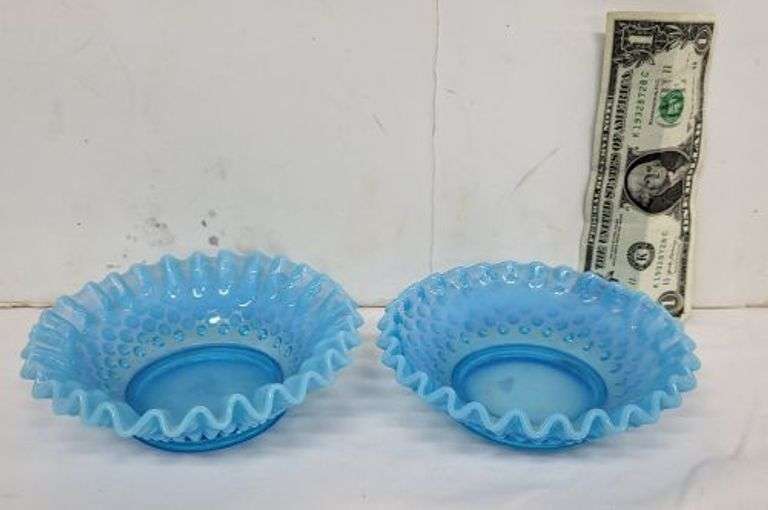 Pair of Fenton Crimped Rim Dishes. ~ cash only~. (1A)