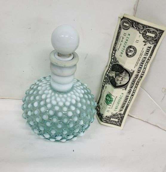 Fenton Wrisley Green Hobnail Perfume Bottle. ~ cash only~. (1A)