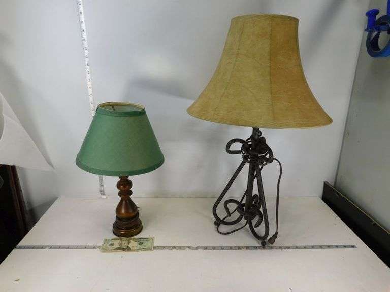 (2) Table Lamps- 1-Wood 1- Metal