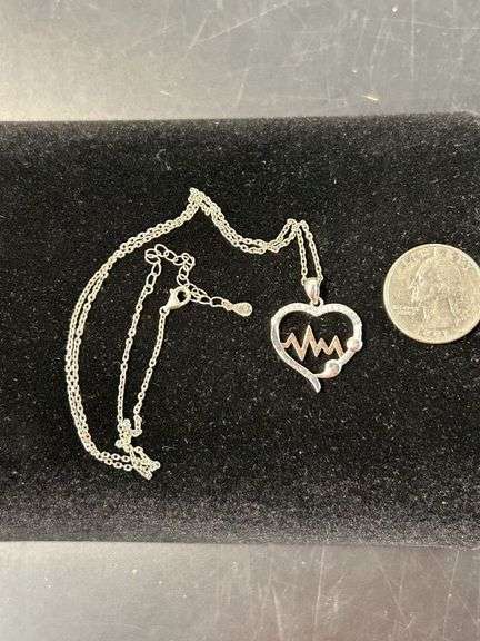20" S925 Chain and Heart Beat Pendant Marked S925(FC)