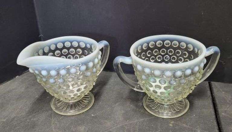 Fenton Hobnail Cream & Sugar. ~ cash only~. (1A)