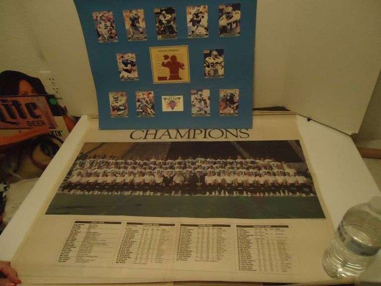 CASH ONLY  1992 Proset Dallas Cowboys Dream Team cards on a poster, and and a Dallas Morning News Insert Feb. 2, 1996, Superbowl 30 Champions. (U)