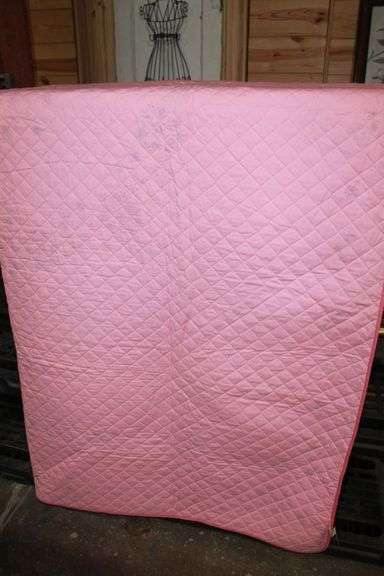 Twin Size Pink with Blue Flower Print Bedspread.