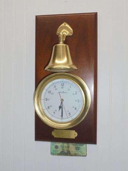 The CHESAPEAKE & BELL by Seth Thomas Clock Model No. 1047 .  Battery operated,  dings the bell on the hour.
