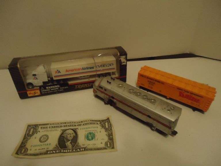 CASH ONLY  American Airlines Truck and 2 Train Cars.  (U)