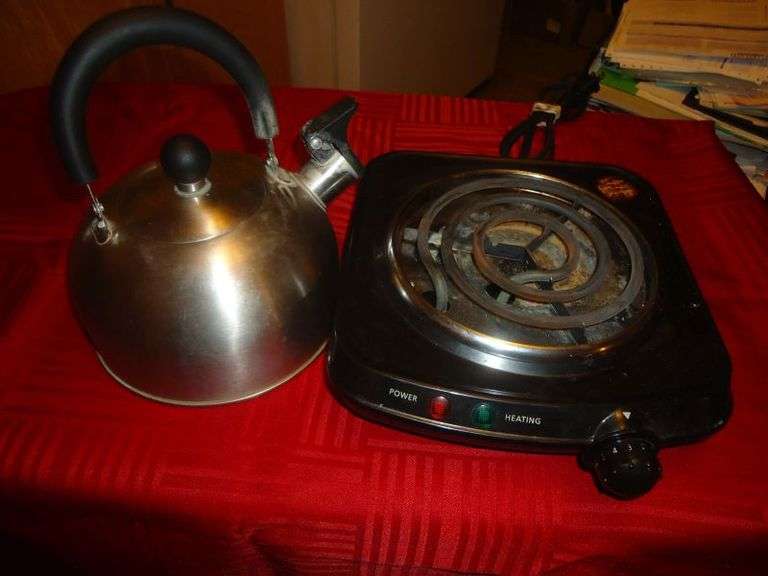 CASH ONLY Heating Plate Electric and a Tea Kettle. (K)