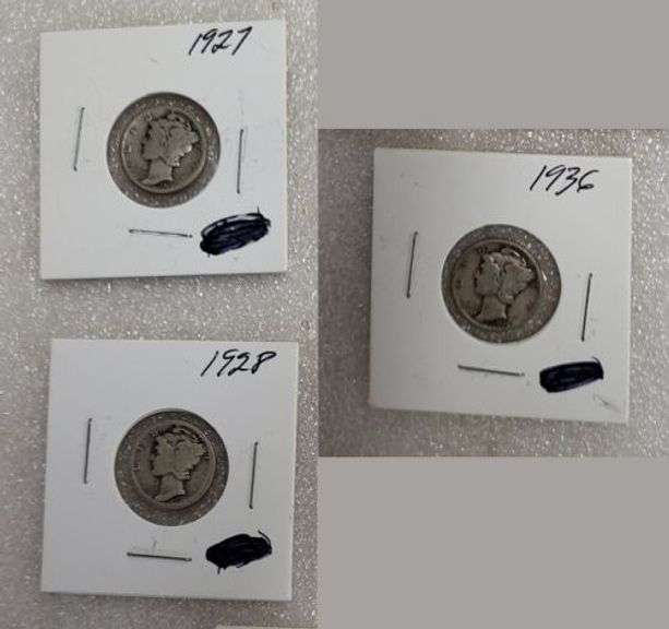 1927, 1928, 1936 Mercury Dimes. ~ cash only ~ (4A)
