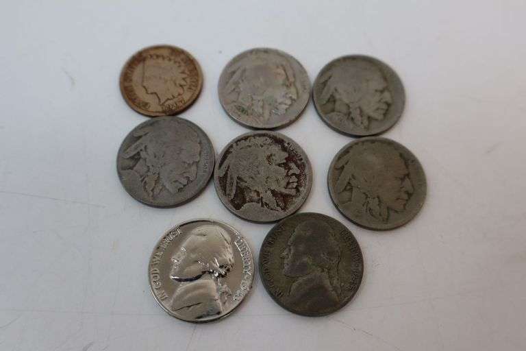 Lot of Assorted Coins! 1907 Indian Head Penny, Buffalo Nickels & More! (DC)