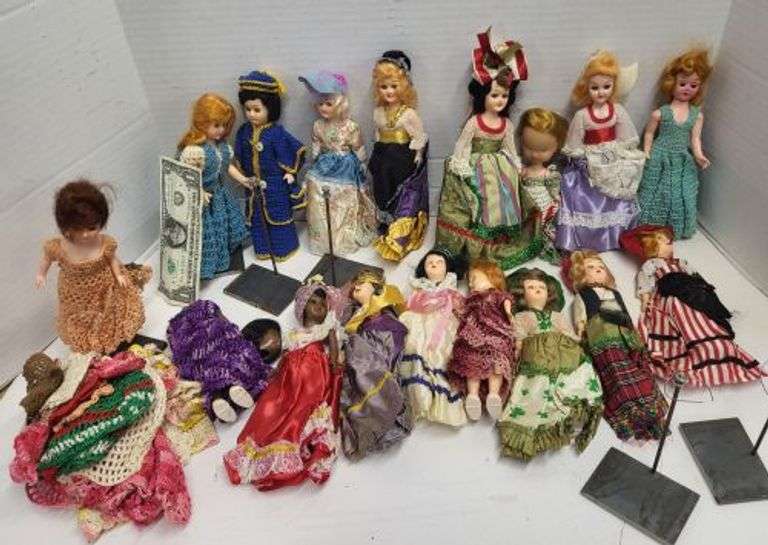 Vintage Dolls  - some iron doll stands included. ~ cash only ~ . (4E)