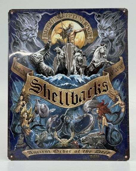Cool Metal Sign - Shellbacks Imperium Neptuni Regis Ancient Order of the Deep - 14.5" x 11.5" - NEW
