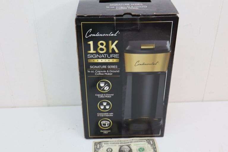 NEW Continental 18K Signature Series Single Serve Coffee Maker! Capsules or grounds! (T1)