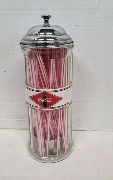 Coca Cola Glass Straw Canister. ~ cash only ~ . (5G)