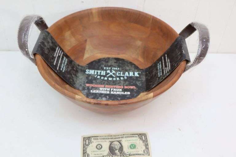 NEW Smith Clark Ironworks Large Wooden Serving Bowl! (T1)