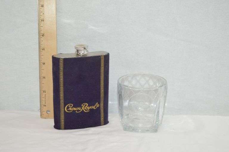 CROWN ROYAL FLASK W/GLASS