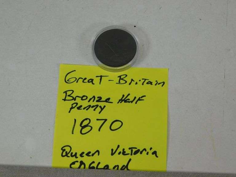 1870 Great Britan Bronze Half Penny Queen Victoria England -- Look This Up