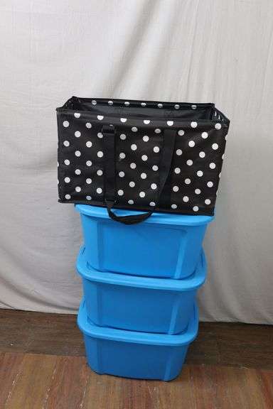 Nice Extra Large Collapsible Utility Tote & THREE Storage Totes! (T1F)