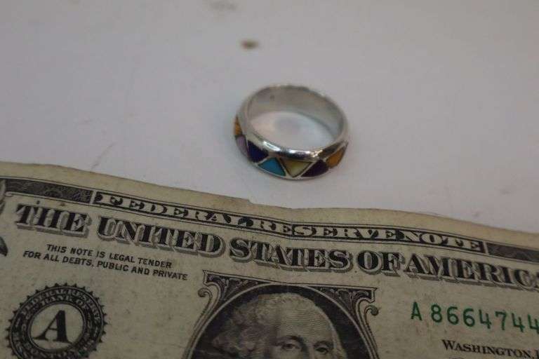 Gorgeous Native American Sterling Silver Gemstone Ring! Size 11.5. (DC)