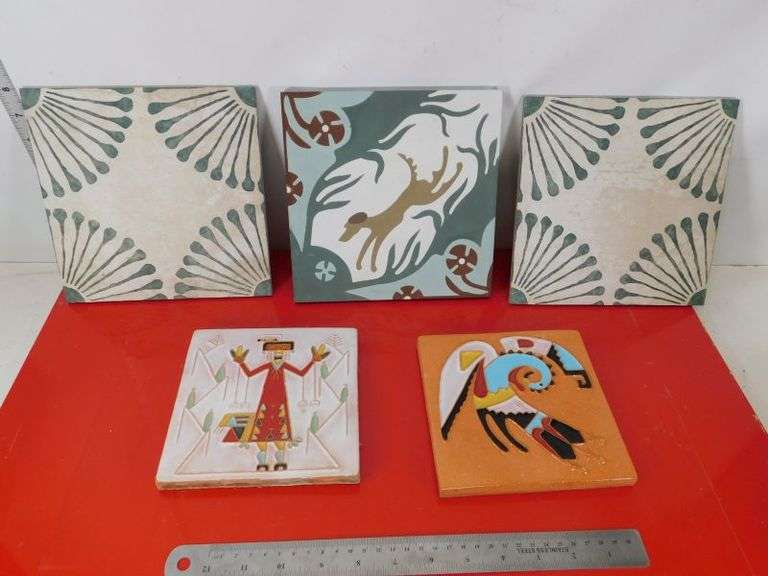 Hand Painted Tiles- Bottom two are sought after