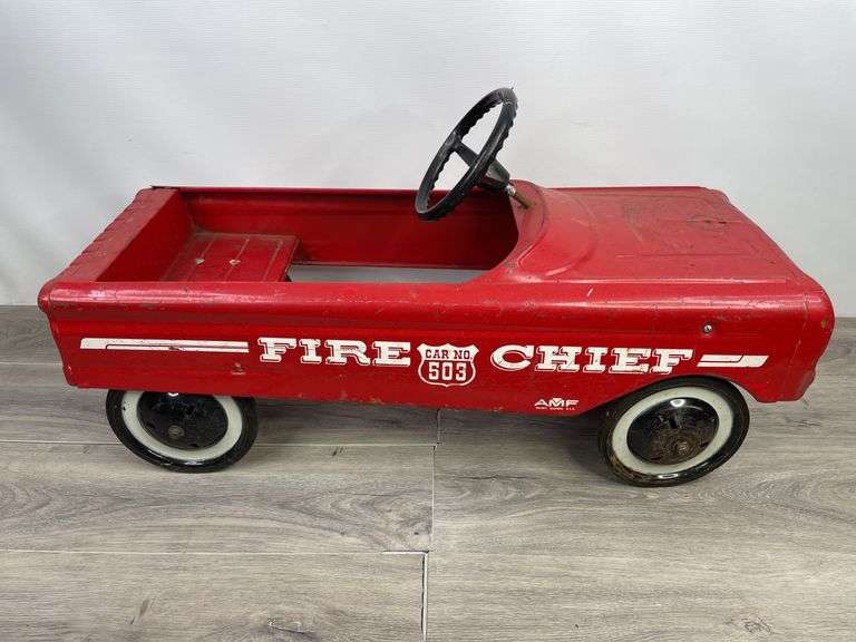 AMF Fire Chief Car No. 503 Pedal Car, Missing Parts, 33” Long