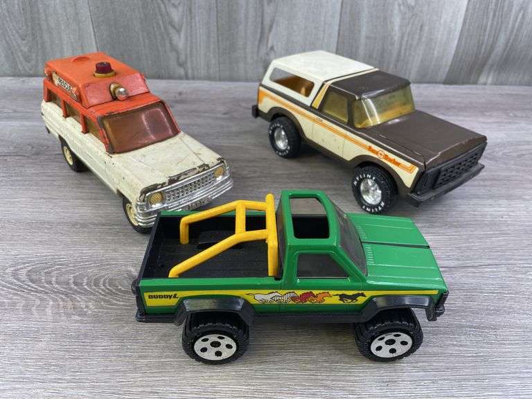 Tonka Rescue Jeep, Nylint Bass Tracker & Buddy L Truck