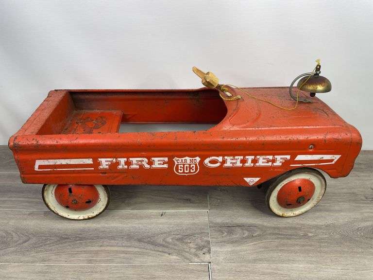 AMF Fire Chief Car No. 503 Pedal Car, 33” Long, Missing Parts