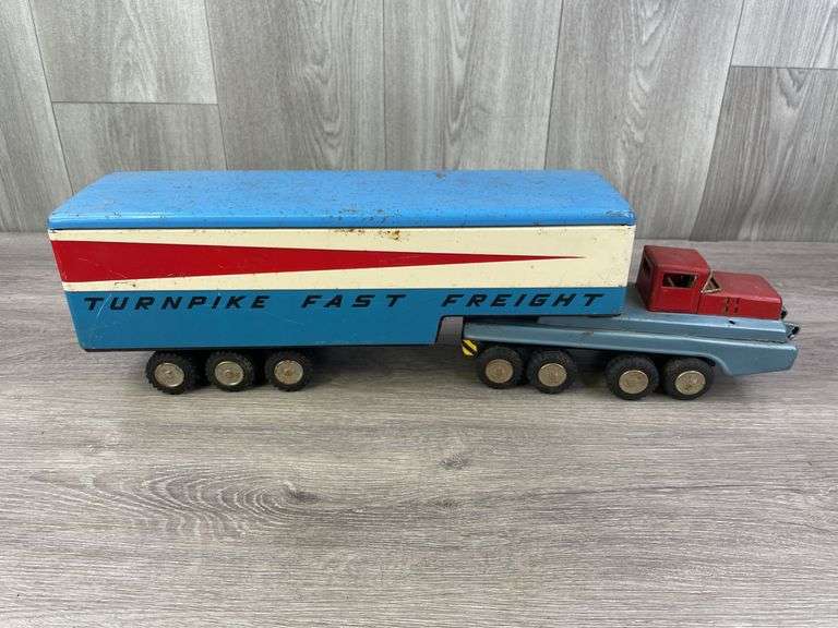 Turnpike Fast Freight Friction Truck & Trailer, SSS International, Made In Japan, Missing Muffler