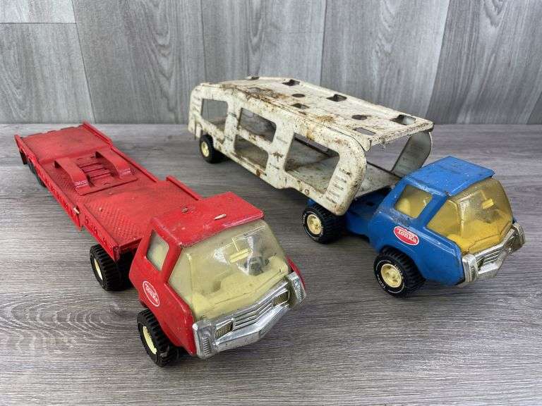 Tonka Truck & Car Hauler, Tonka Truck & Ertl Trailer-Has Been Repainted