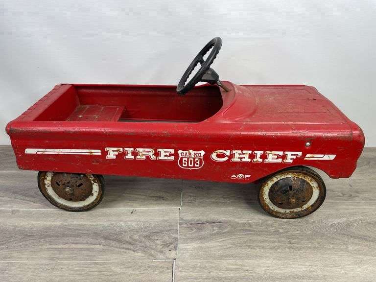 AMF Fire Chief Car No. 503 Pedal Car, Missing Parts, 33” Long