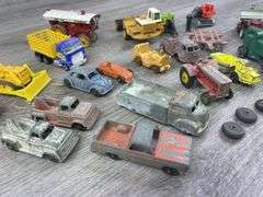 Truck, Cars, Thresher, Dozers, Excavators & Disc, 1/64, Ertl, Tootsie Toys, Lesney, Some Missing & Broken Parts