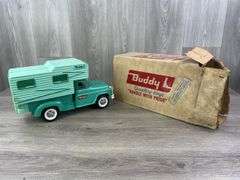 Buddy L Truck Camper, Original Box, No. 5433, Missing Side Mirror, Camper Steps Are Broken