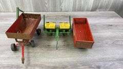 John Deere 4 Row Planter & International Gravity Wagon-1/16, Ertl; Cargo Trailer-Made In Japan, Stomper
