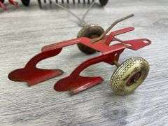 Marx Sickle Mower, Disc, 2 Figures & 2 Bottom Plow, Tether, Slik 3 Bottom Plow