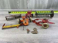 Marx Sickle Mower, Disc, 2 Figures & 2 Bottom Plow, Tether, Slik 3 Bottom Plow