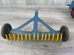 Marx Tin Litho Wagon, 2 Rakes, 3 Bottom Plow & Sickle Mower