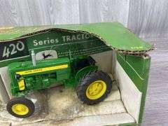 John Deere 320 & 420 WF Tractor Set, 1/16, Ertl Britains, 50th Anniversary Collector Set, Box Has Water Damage