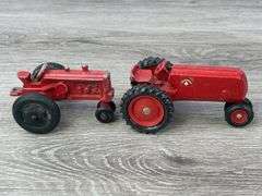 John Deere, Case International, Cockshutt Tractors & Implements-Ertl, Tootsie Toys, Scale Models; Mostly 1/64, Some Missing & Broken Parts