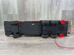 Mack Fire Dept. Unit 33 RC Fire Truck, Missing & Broken Parts, Goes Forward/Reverse But Not Steerable, Siren Works