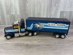 GMC Goodwrench Racing Team-Missing Rear Door & Freightliner Silver Knight Express Trucks & Trailers, Nylint