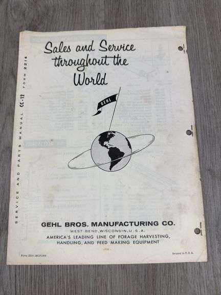 Gehl CC-12 Clean-Cut Rotary Shredder Service & Parts Manual