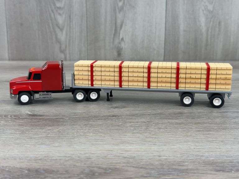 Mack CH600 Truck W/Flatbed Trailer, 1/64, Penjoy Truck, Custom Trailer