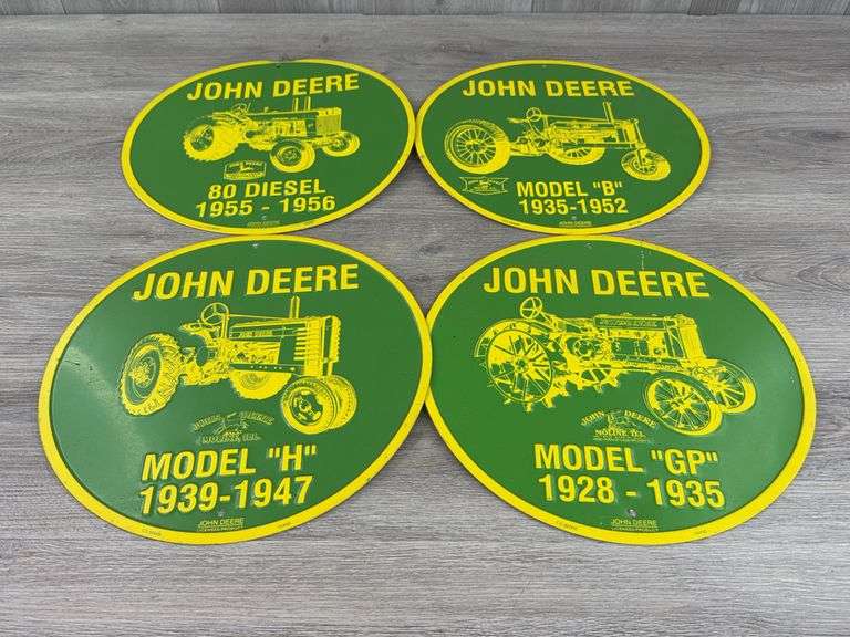 John Deere 80 Diesel, B, H & GP Metal Signs, 12”