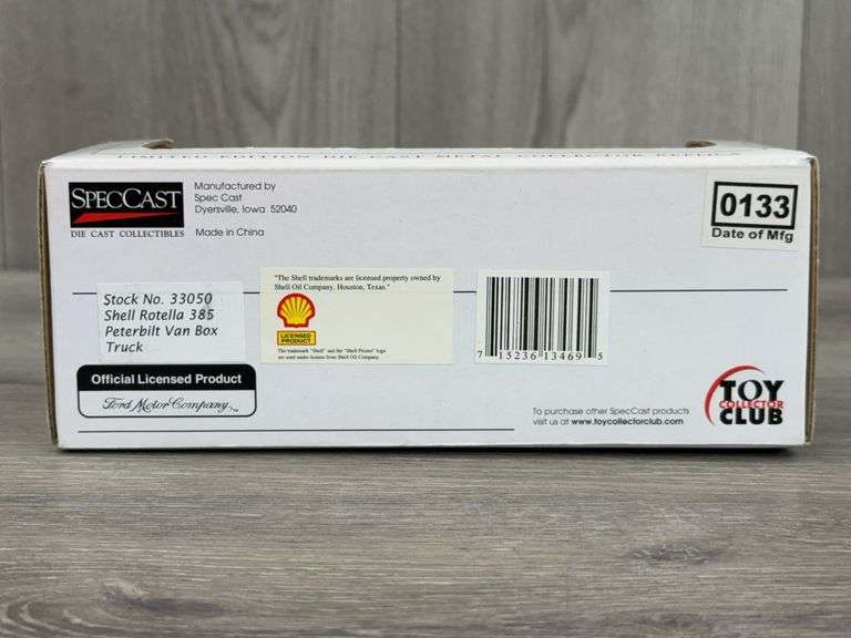 Shell Rotella 385 Peterbilt Van Box Truck, 1/64, SpecCast, Toy Collector Club, Limited Edition