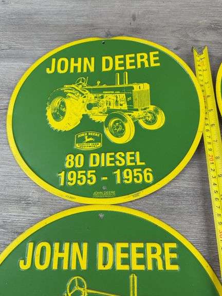 John Deere 80 Diesel, B, H & GP Metal Signs, 12”